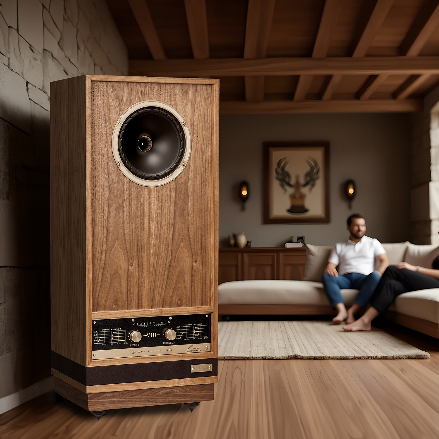 Kolumny podłogowe Fyne Audio Vintage Classic Gold VIII SP – retro design, przetwornik IsoFlare™, system BassTrax i regulacja brzmienia. Precyzyjne, dynamiczne hi-fi klasy premium.