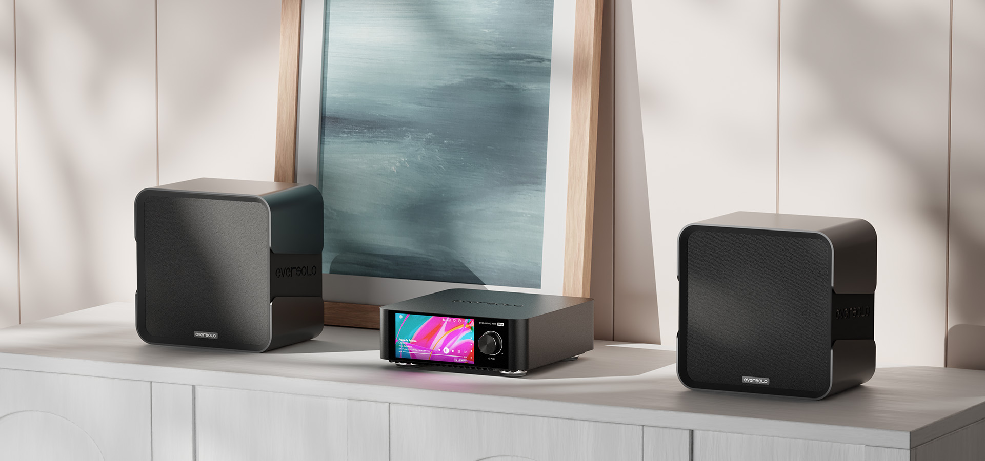 Poznaj Eversolo Play – nowoczesny odtwarzacz sieciowy z wysokiej klasy DAC-em, wsparciem dla serwisów streamingowych i intuicyjną obsługą. Idealny wybór do systemów audio Hi-Fi.