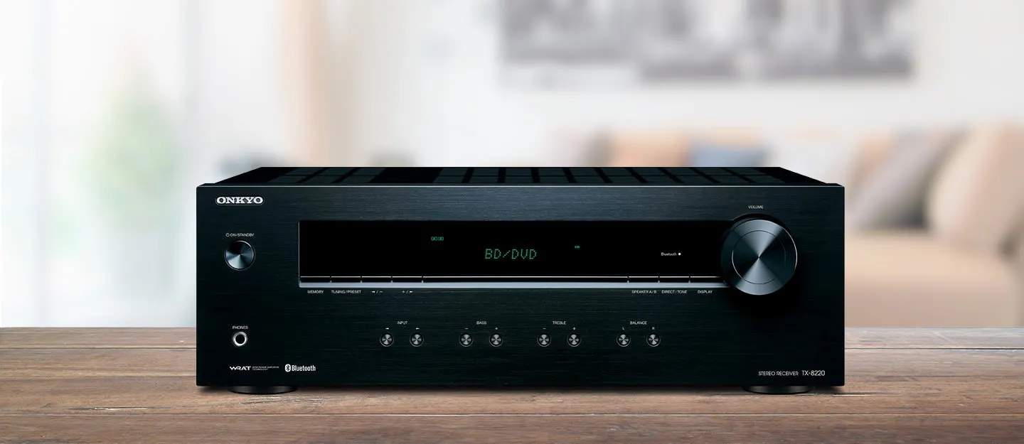 Onkyo TX-8220 – Amplituner Stereo z Bluetooth, Phono i Hi-Fi Audio Amplituner stereo Onkyo TX-8220 z mocą 2×100 W, Bluetooth, wejściem Phono i obsługą Hi-Fi Audio. Idealny do klasycznego stereo i nowoczesnego streamingu.